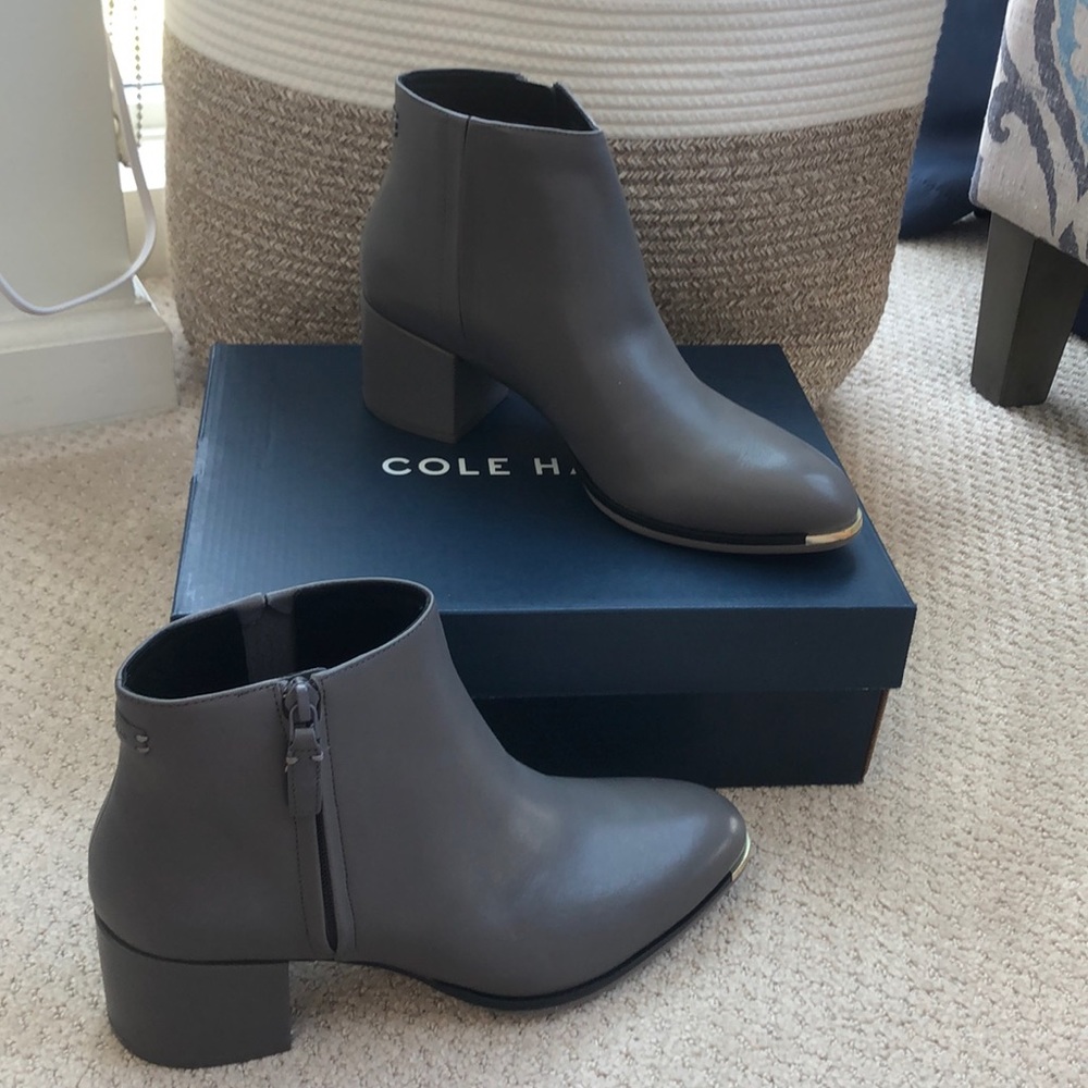 BRAND NEW Cole Haan charcoal booties!
